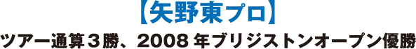 【矢野東プロ】ツアー通算３勝、2008年ブリジストンオープン優勝