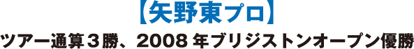 【矢野東プロ】ツアー通算３勝、2008年ブリジストンオープン優勝